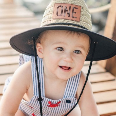 Personalized Leather Name Patch Straw Hat Sun Hat Gift for Toddler Child Adult