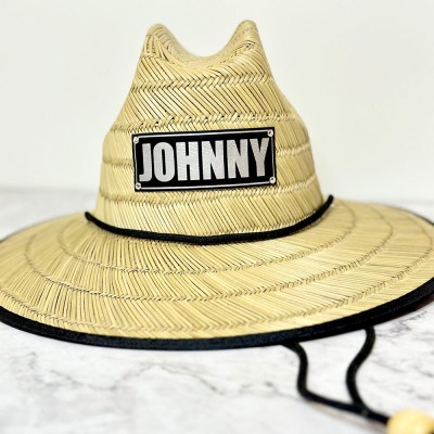 Personalized Leather Name Patch Straw Hat Sun Hat Gift for Toddler Child Adult
