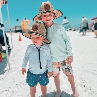 Personalized Leather Name Patch Straw Hat Sun Hat With Initials and Symbols Gift for Toddler Child Adult