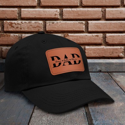 Personalized Dad Hat With Kids Name, Fathers Day Gifts, Dad Hat With Leather Patch, Dad Baseball Hats, Custom Dad Caps, Dad Gift