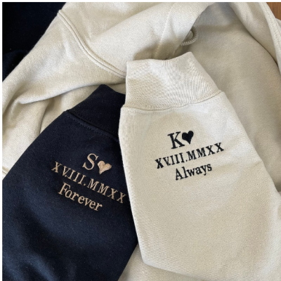Custom Embroidered I Love You Forever Hoodie Sweatshirt For Couple Valentine's Day Gift Ideas
